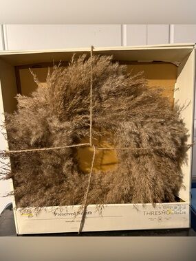 Threshold Natural Brown Preserved Pampas Grass Wreath